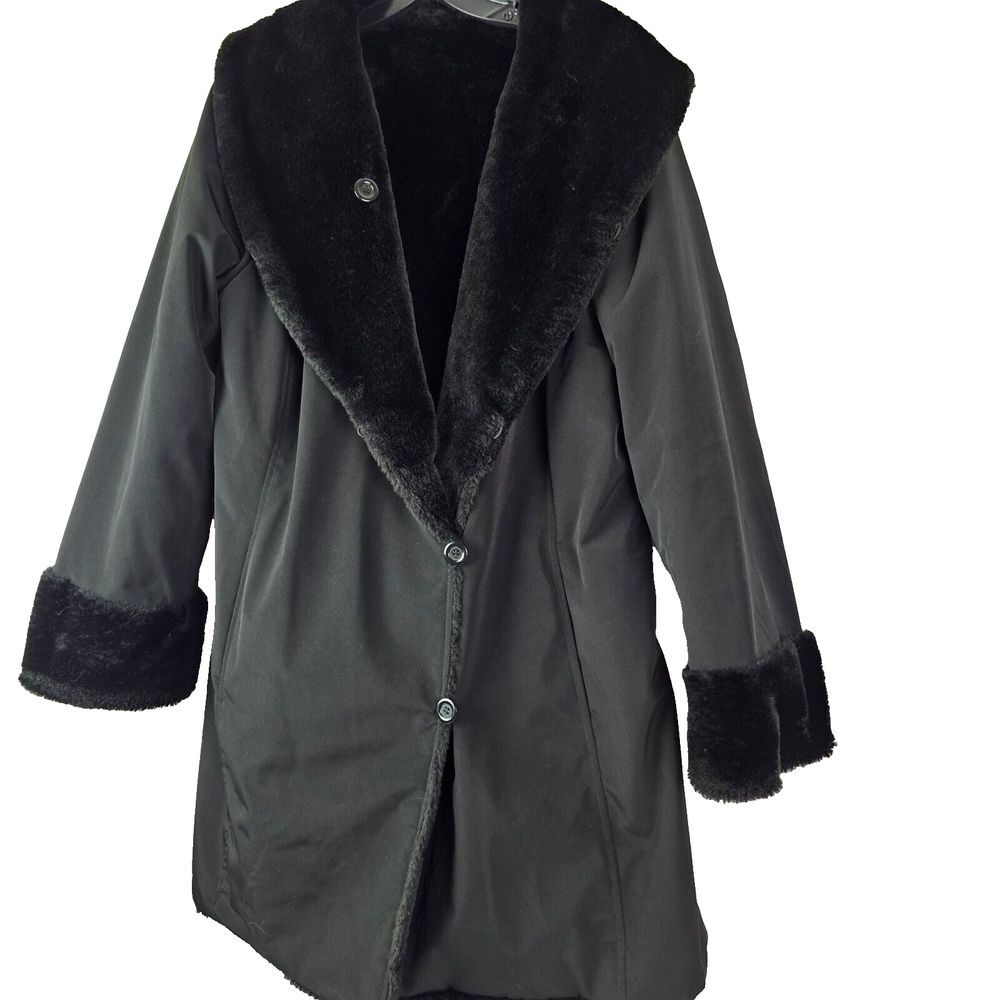 Linea by Louis Dell 'Olio Faux Fur Reversible Coat Black‎ Size L